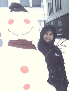 Race and snow man. Feb. 2002